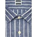 Mattia Sarti camicia manica lunga misto lino taglie forti uomo venezia 720 blu - foto 1
