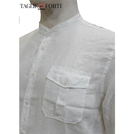 Maxfort camicia coreana manica lunga uomo taglie forti articolo lerici bianco - foto 1