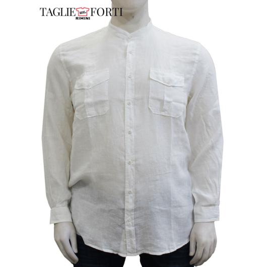 Maxfort camicia coreana manica lunga uomo taglie forti articolo lerici bianco