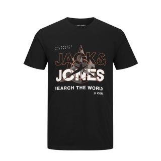 Jack & Jones T-shirt maglietta cotone nero taglie forti 12235442 nero