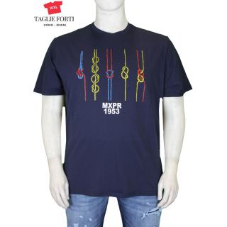 Maxfort t-shirt  taglie forti uomo maglietta maniche corte 23365 blu