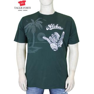 Maxfort t-shirt  taglie forti uomo maglietta maniche corte 37112 verde