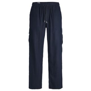 Jack & Jones pantalone con tasconi viscosa/lino taglie forti uomo 12261615 blu