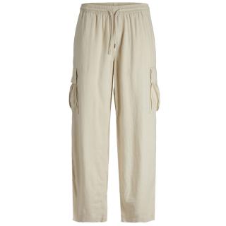 Jack & Jones pantalone con tasconi viscosa/lino taglie forti uomo 12261615 beige