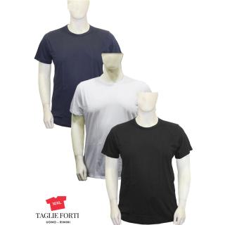 20 Nodi t-shirt elasticizzata girocollo taglie forti uomo 9002  blu - bianco - nero
