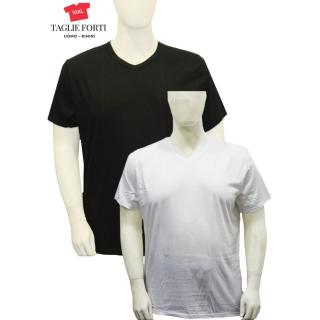 20 Nodi t-shirt intimo cotone scollo a V taglie forti uomo 1001 bianco - nero