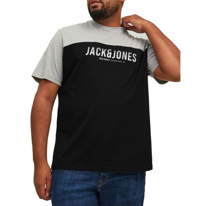 Jack & Jones t-shirt uomo taglie forti uomo articolo 12211261 nero/grigio