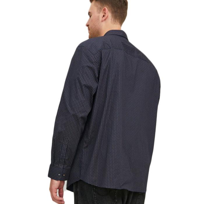 Jack & Jones camicia cotone elasticizzato taglie forti uomo 12227161 blu - foto 4