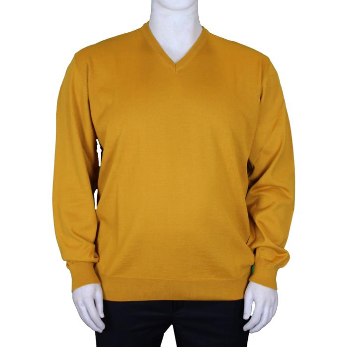 Mattia Sarti maglia scollo V pullover taglie forti uomo articolo MS02 giallo, bordò e arancio - foto 3