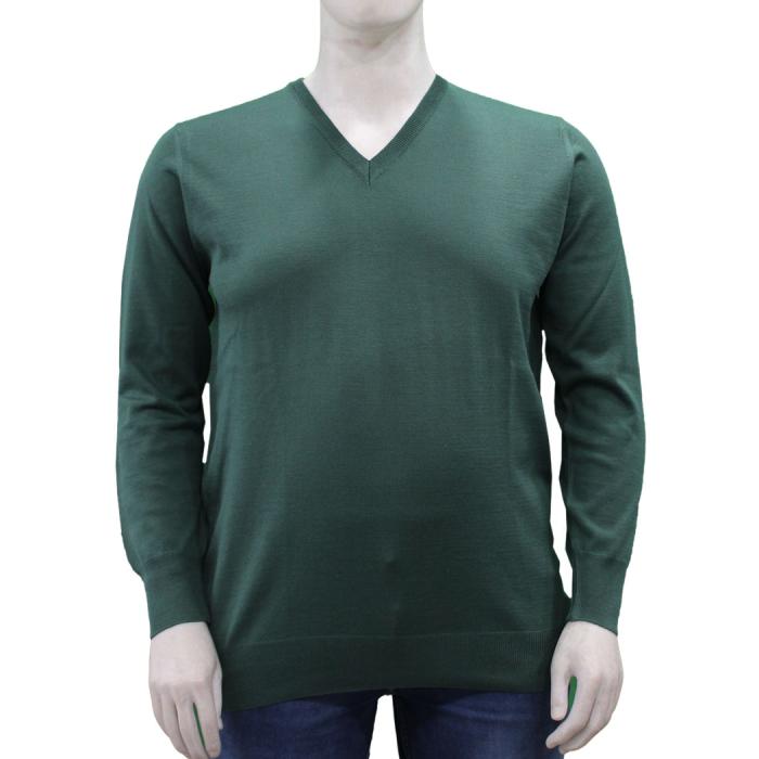 Mattia Sarti maglia pullover  misto lana taglie forti uomo art.541  verde e nero - foto 2