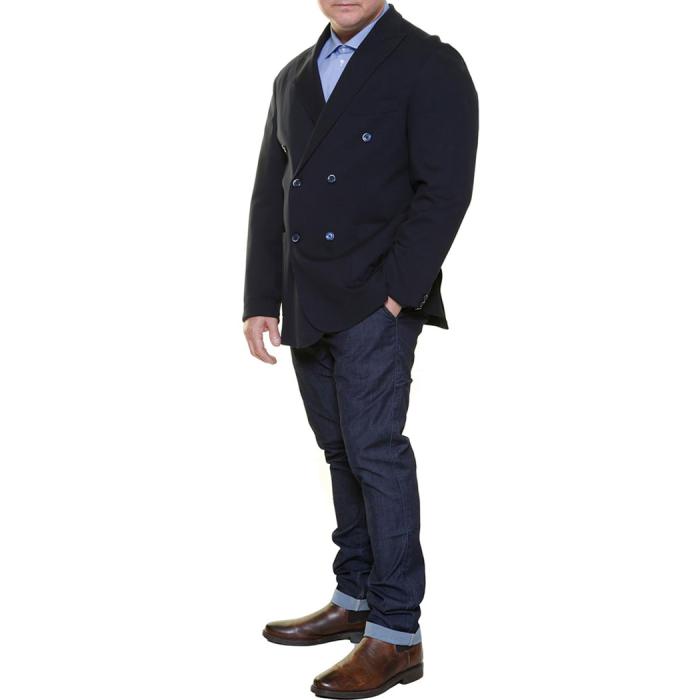 Maxfort giacca doppio petto elasticizzata uomo taglie forti 24010 blu - foto 1