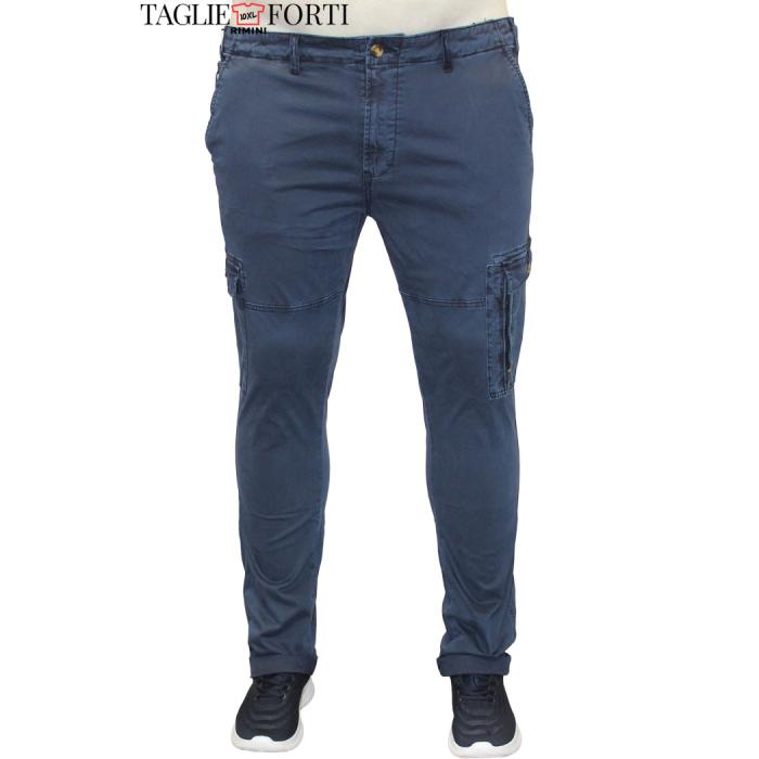 Maxfort pantalone tasconi cotone taglie forti uomo 1802 blu