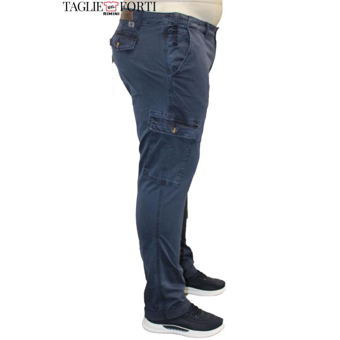 Maxfort pantalone tasconi cotone taglie forti uomo 1802 blu - foto 1