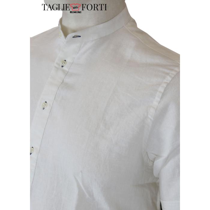Maxfort camicia coreana manica corta uomo taglie forti  1263 bianco - foto 1